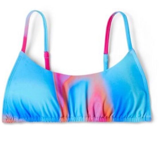 Wild Fable Women's Tunnel Front Bralette Bikini Top Blue Marble Print NWT XS - Picture 2 of 13